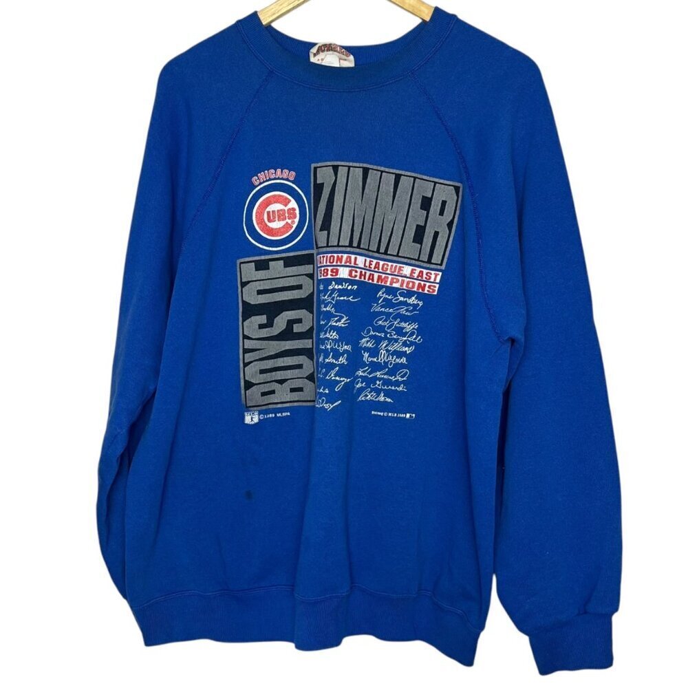 Vintage XL Chicago Cubs‎ Boys Of Zimmer Crewneck Sweatshirt Blue 1989 Baseball